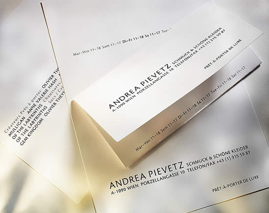 Brigitta Bernart-Skarek Graphikdesignerin Corporatedesign corporate design Andrea Pievetz boutique pret-a-porte de luxe